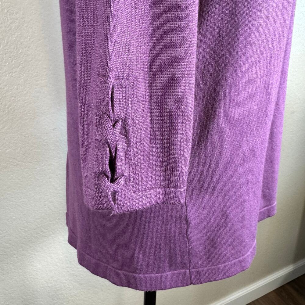 NWT Lety & Me Open-Front 3/4 Sleeves Back Detail Stitch Fix Purple Cardigan M - Picture 5 of 11